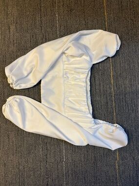 Princess Polly White Satin Crop Top with Puff Sleeves